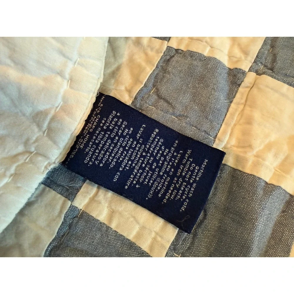 Blue and white check CHAPS Quilt. F/Q